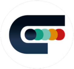 Logo représentant un C majuscule avec 5 ronds de couleurs différentes à l'intérieur