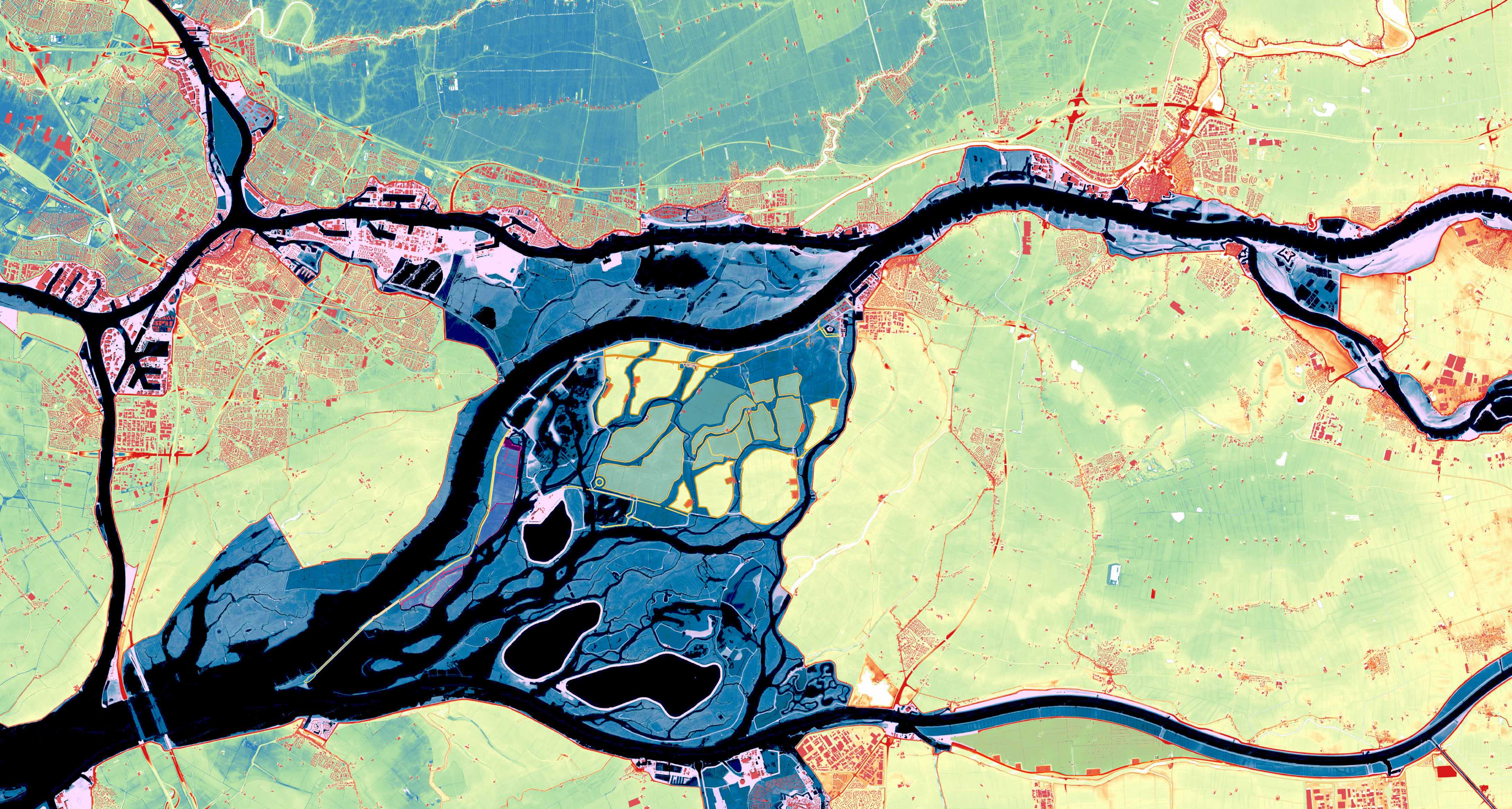 Photo aérienne du projet Ruimte voor de Rivier, Biesbosch, Pays-Bas © Frédéric Rossano