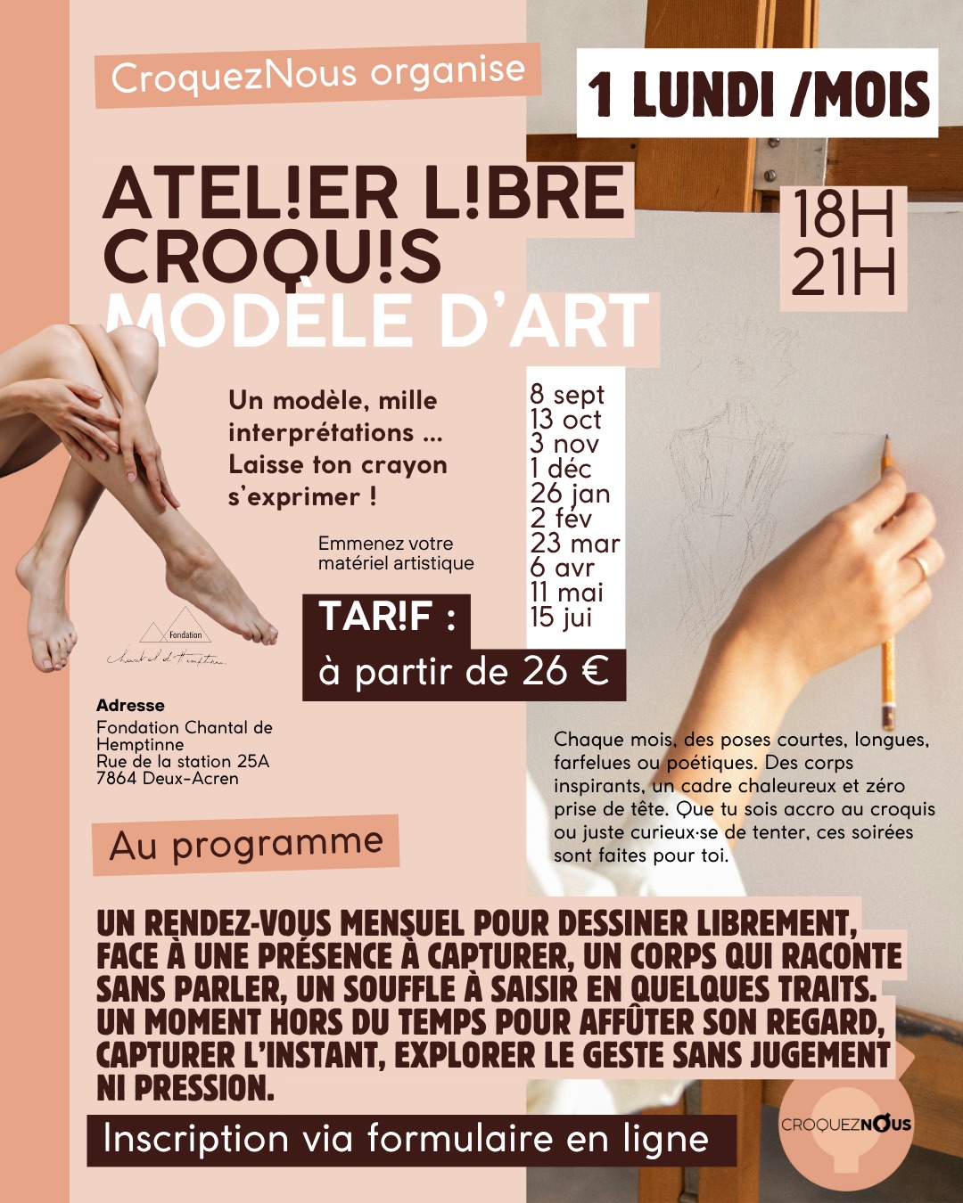 Atelier Libre Croquis – Modèle Vivant à Deux-Acren