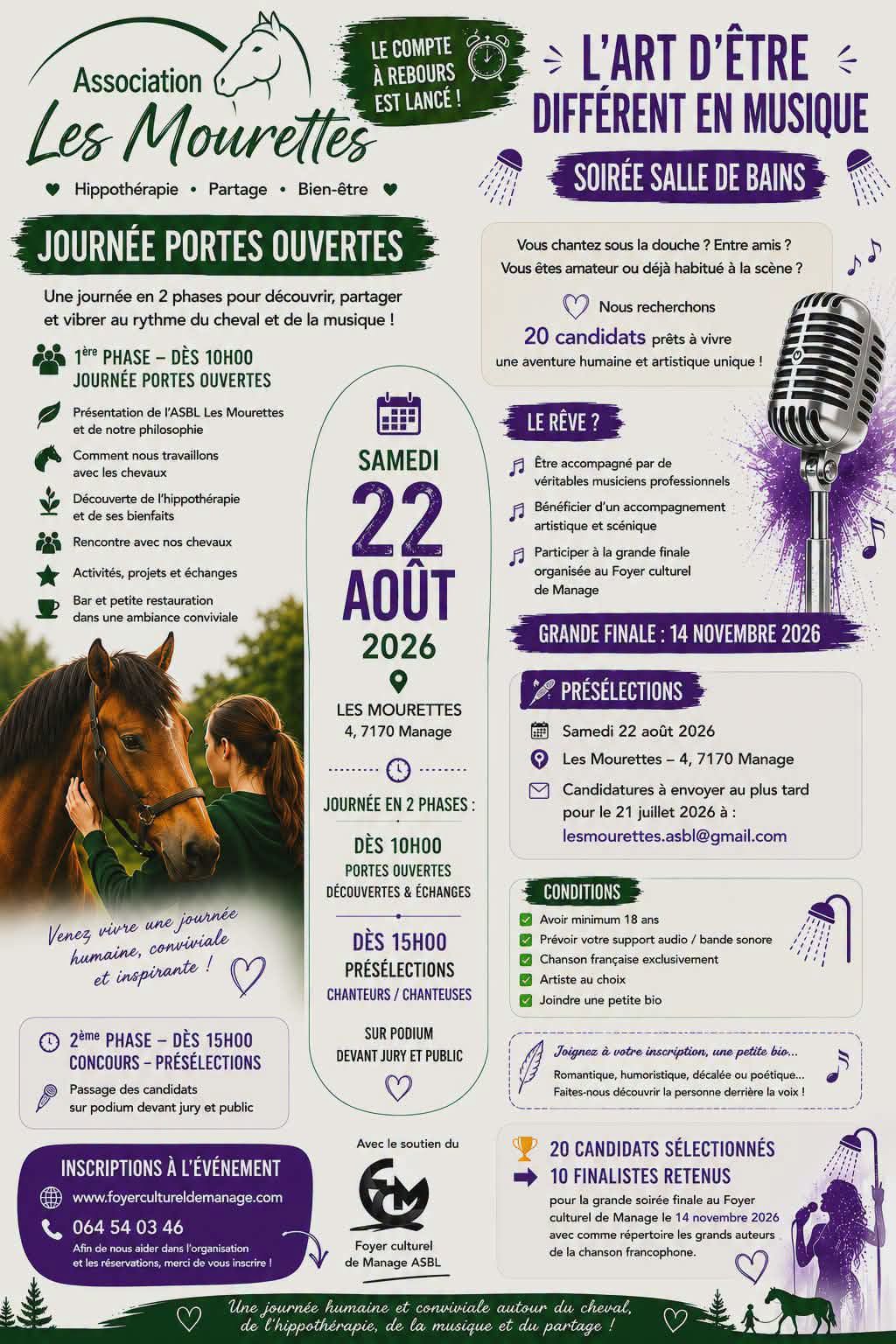 Portes ouvertes ASBL Les Mourettes en collaboration avec le foyer culturel de Manage