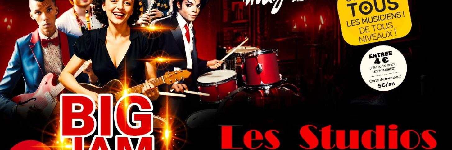 🎸 BIG JAM aux Studios de Strépy-Bracquegnies ! Scène ouverte à tous les musiciens de tous niveaux !