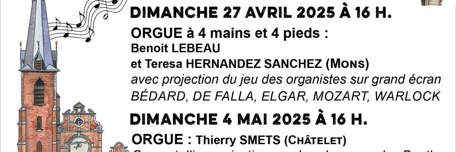 Récital d'orgue à 4 mains et 4 pieds, avec projection du jeu des organistes sur grand écran