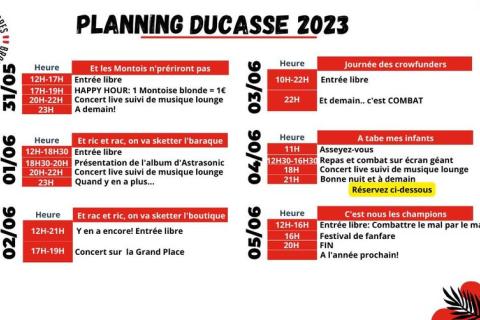 Planning Ducasse 2023 @La Brasserie de Londres