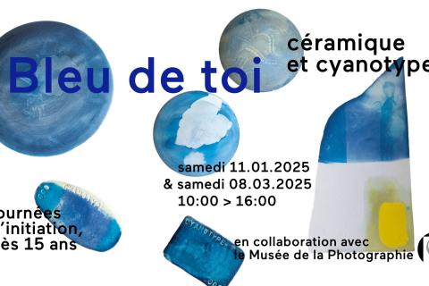 JOURNÉES D'INITIATION // BLEU DE TOI. CYANOTYPE SUR CERAMIQUE// NOUVELLE DATE
