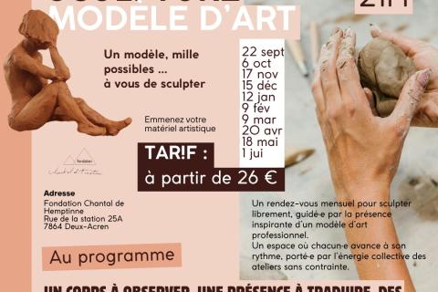 Atelier de modèle d'art à Deux-Acren - Une pose de sculpture